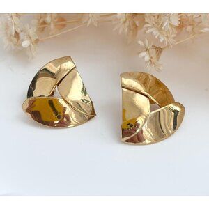 Sandra Baker Modernist Triangular Gold T Sterling Vintage SW Stud Earrings